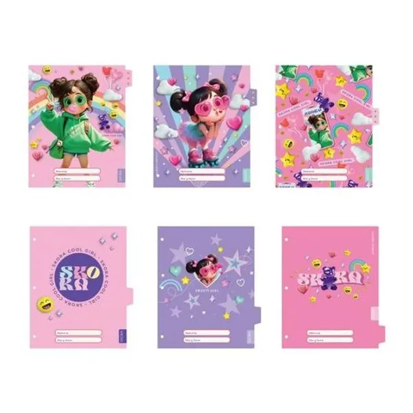 Separador de materias carta con solapa nenas cool bolsa x6 unidades Skora