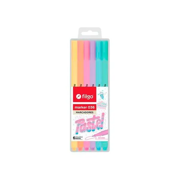 Marcador al agua marker 036 pastel blister x6 Filgo