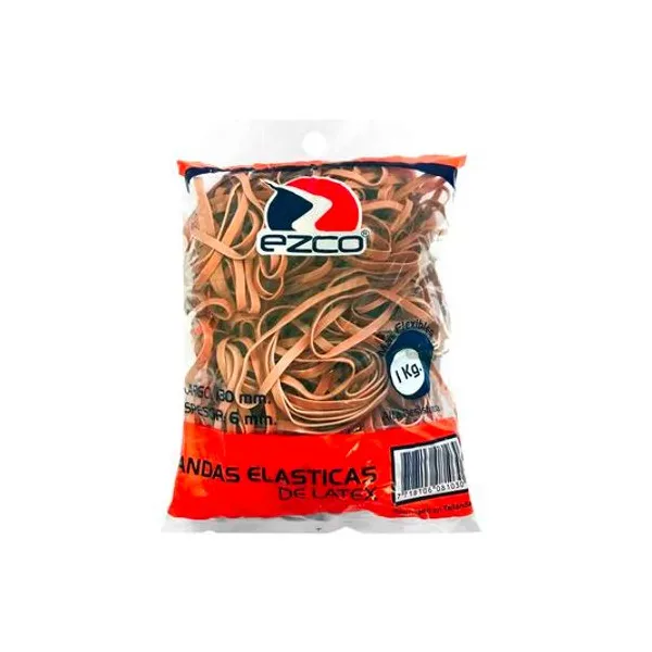 Bandas elasticas 130 mm (ancho 6 mm) 1000 g en bolsa Ezco