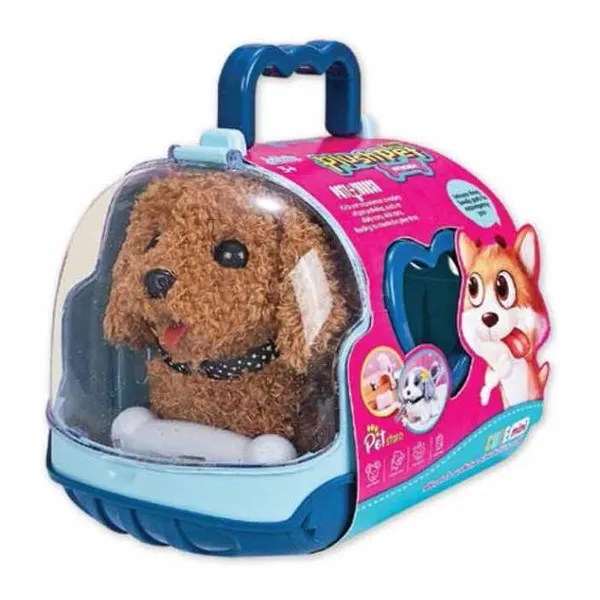 Perro de juguete, tipo cachorro de caniche. camina y ladra.