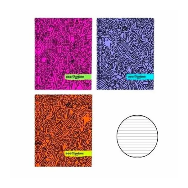 Cuaderno 19x24 rayado 48h t/d 123 doodle color