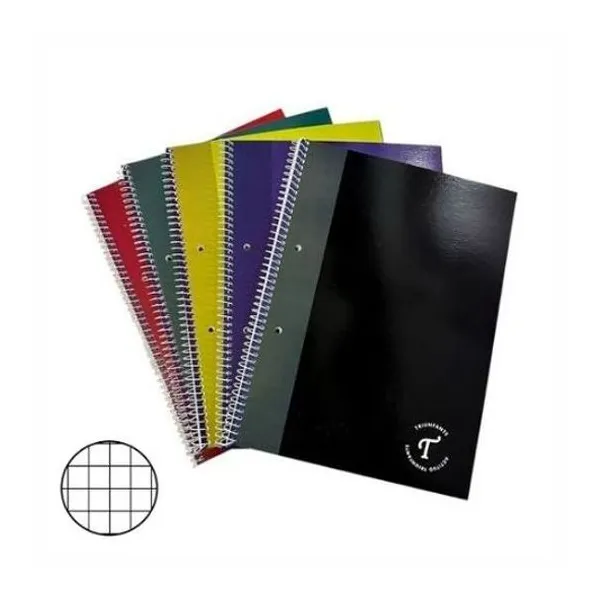 Cuaderno 22x29 cm cuadriculado 42 hojas tapa flexible con espiral divididos x1 Triunfante