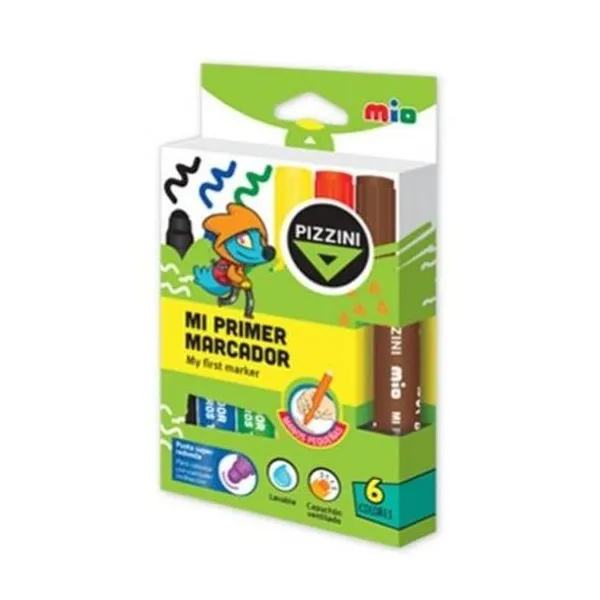 Marcador al agua punta superredonda caja x6 pizzin