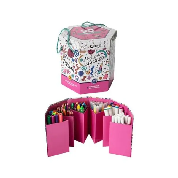 Set de Arte unicorn 90 piezas en caja 19.5x18 cm olami