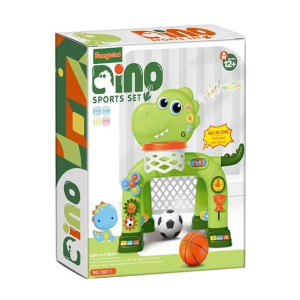 Juego de básquet de dinosaurio con 2 pelotas, luces y música