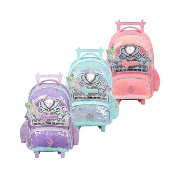 Mochila 18" con carro queen con luz led con bolígrafo x1 colores surtidos footy