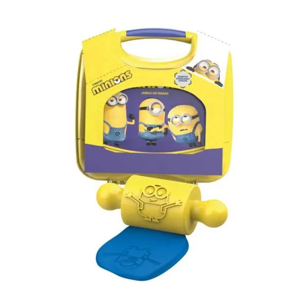 Valija minions con herramientas, rodillo minions aplastado, masas y moldes