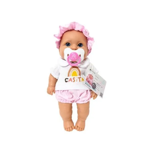 Bebé de plastisol belen/tomas con chupete, dni y librito 30 cm casita modelos surtidos