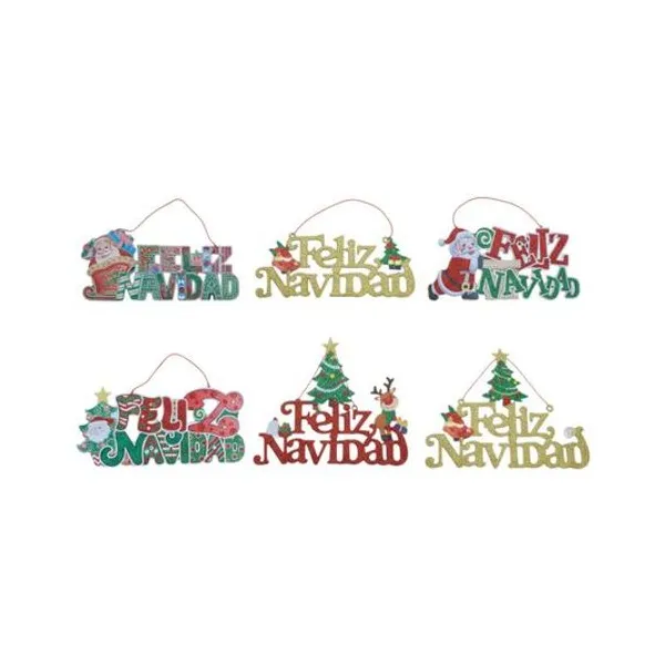 Cartel navideño feliz navidad 40 cm x1 modelos surtidos