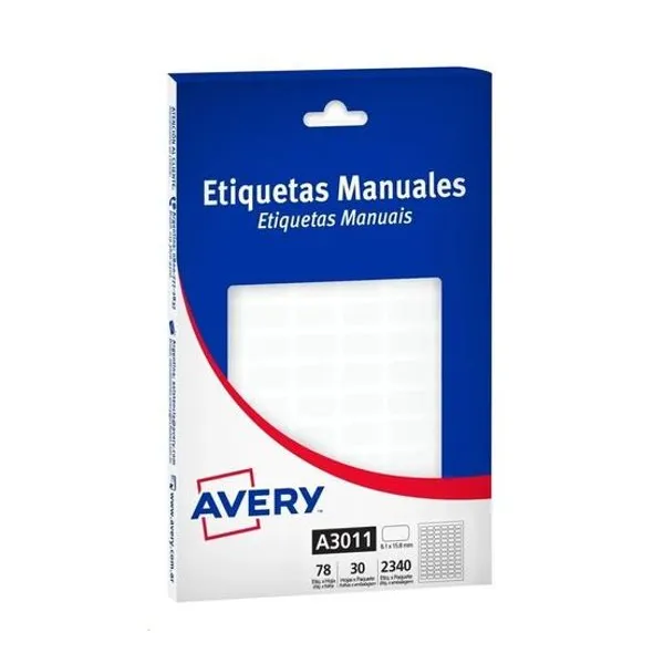 Etiquetas ueta autoadhesiva blanca 8.1x15.8 mm caja 78 unidades x30 hojas avery