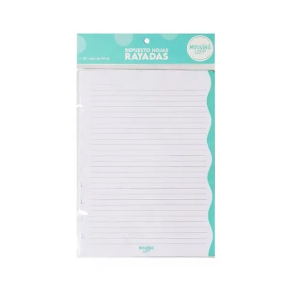 Repuesto a5 para cuaderno Mooving loop 30 hjs.raya