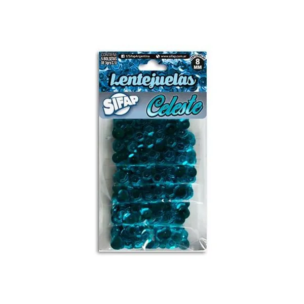 Lentejuela celeste 3 g en sobre x5 unidades Sifap - lentejcel