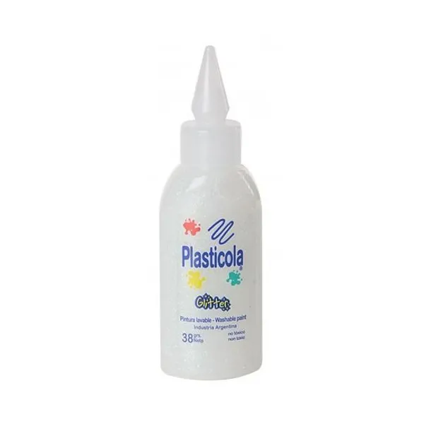 Adhesivo Plasticola glitter 38 grsiridiscente