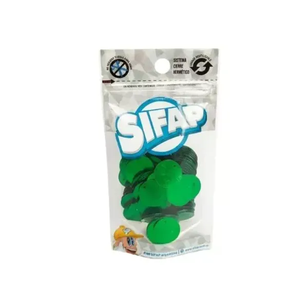 Lentejuelon Sifap 20 mmø doypack x20 grsverde metal