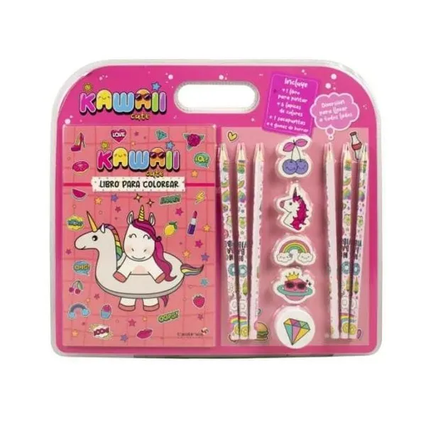 Kawaii rosa libro para colorear -valijita betina