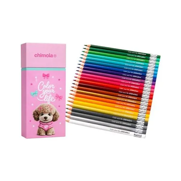 Lápiz de color largo borrable poodle caja x24 chimola