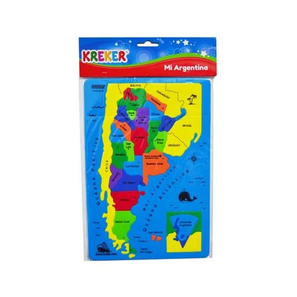 Juego de encastre mapa de argentina a todo color 23x34 cm Kreker