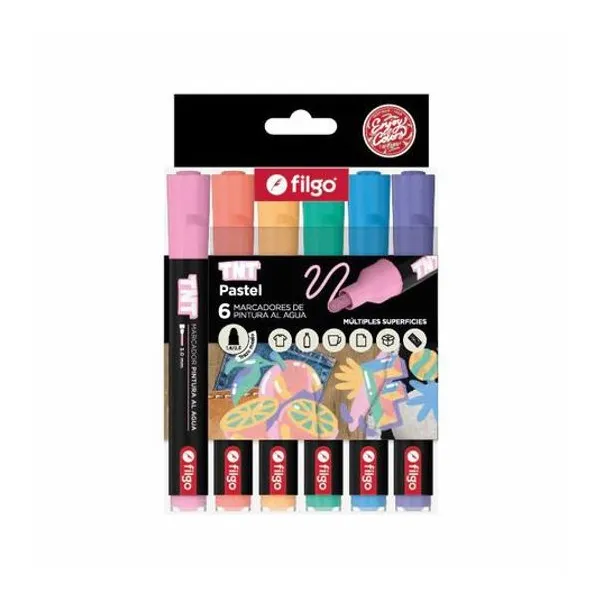 Marcador de pintura al agua tnt pastel 1.8/3.0 mm caja x6 unidades Filgo