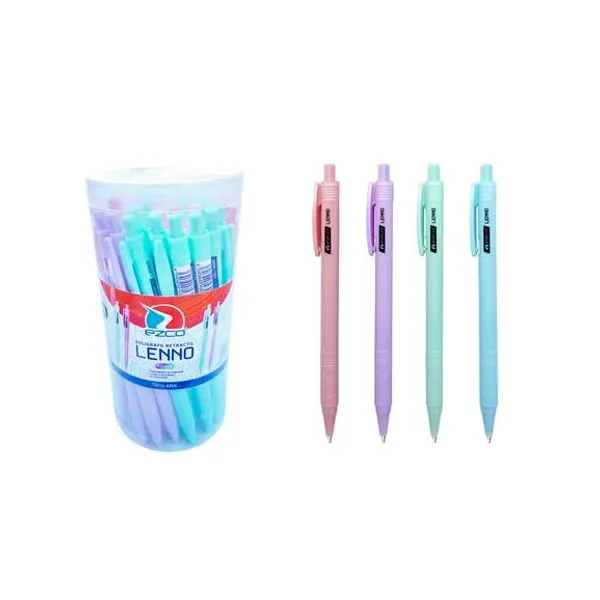 Bolígrafo retractil lenno 1 mm azul pote x36 Ezco