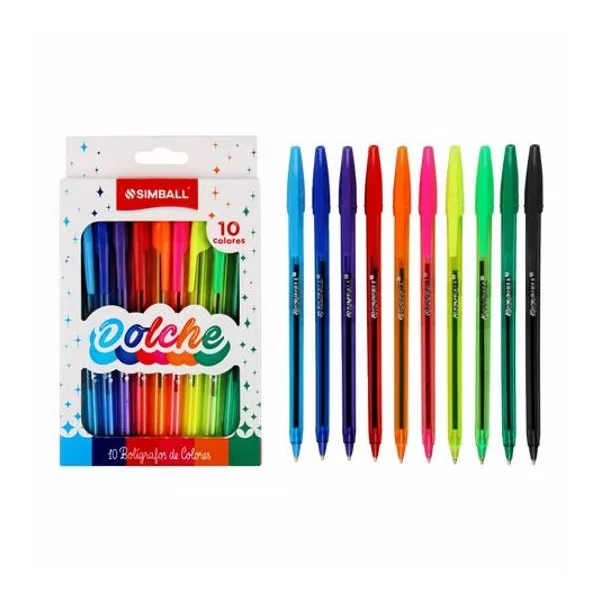 Bolígrafo dolche caja x10 colores surtidos Simball
