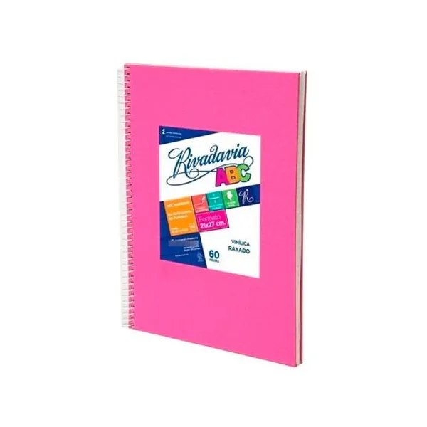Cuaderno espiral a4 Rivadavia abc vinílico 60 hs.raya rosa