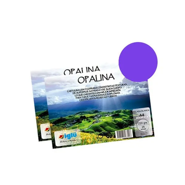Papel iglu opalina telada violeta tamaño a4 180 g x25 hs