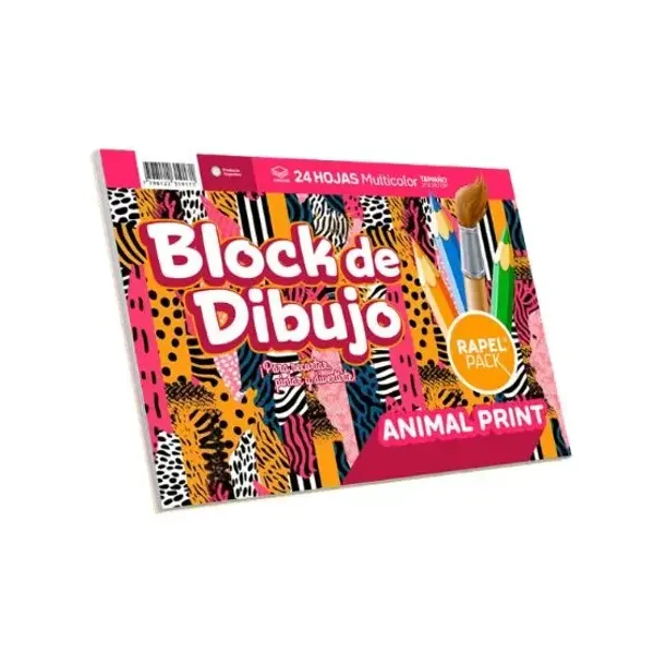 Block de dibujo rapel pack n.° 5 animal print 24 hjs.