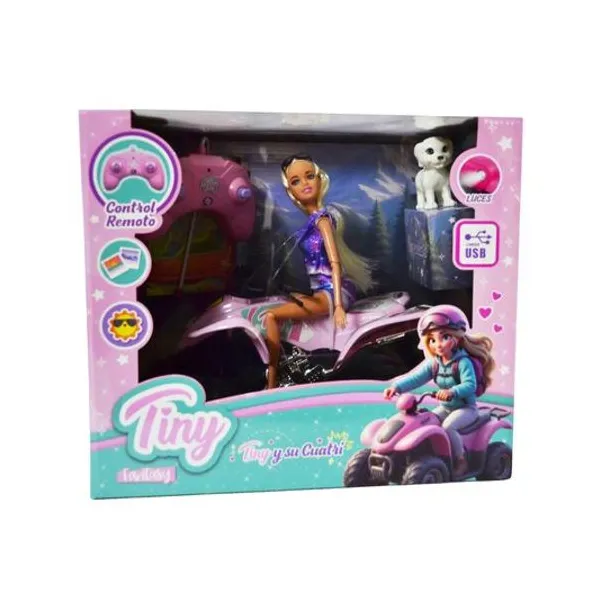 Muñeca Tiny con cuatriciclo a radio control en caja 34x30x22 cm
