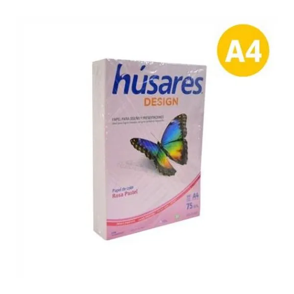 Resma a4 75 g/m2 500 hojas rosa pastel husares
