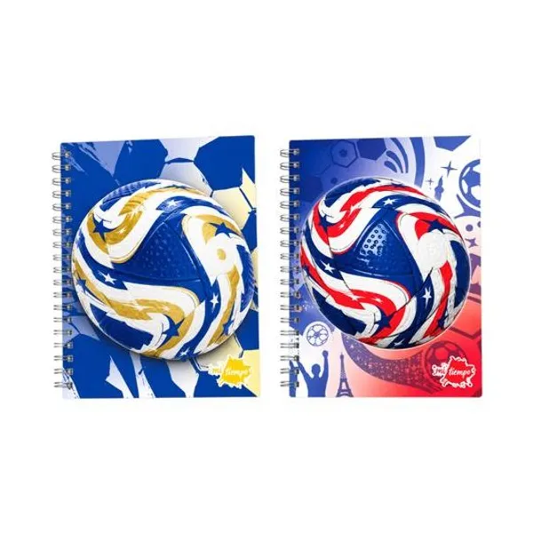Cuaderno 16x21 cm rayado 100h tapa dura con espiral pelotas iii x1 modelos surtidos inkdrop