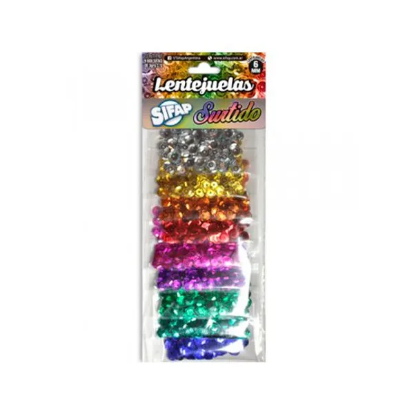 Lentejuelas Sifap 8 mmø bl.x 9 sobres 3 grscol.surt.