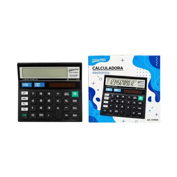 Calculadora 12 digitos 12.5x12.5 cm x1 calcumax