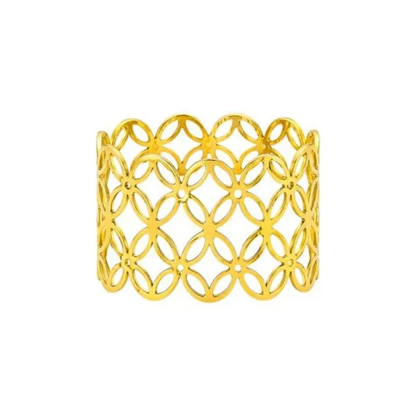 Set x6 servilleteros con cadena entrelazada dorada 4 cm