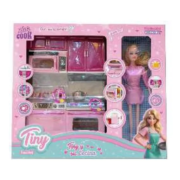Muñeca Tiny y su cocina con luz y sonido 39 35 cm