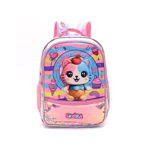 Mochila 18" espalda kawaii gatito helado 3d Skora