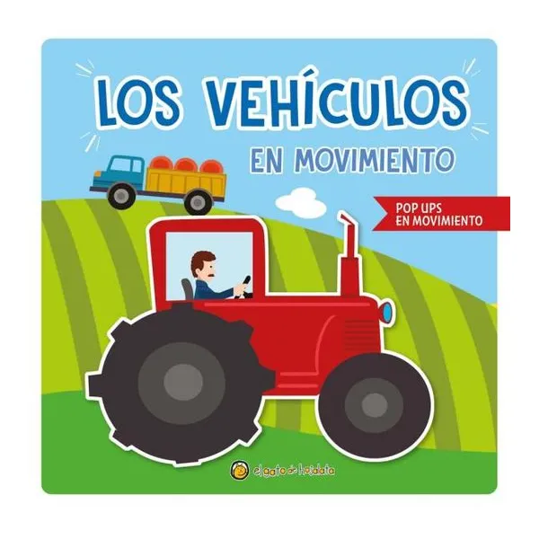 Los vehículos en movimiento con pop up- imprenta mayúscula