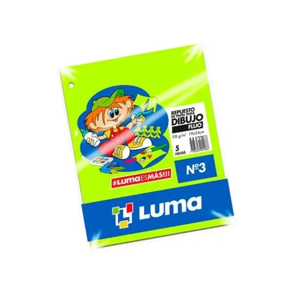 Repuesto de dibujo carta n.° 3 fluo 5 hojas luma