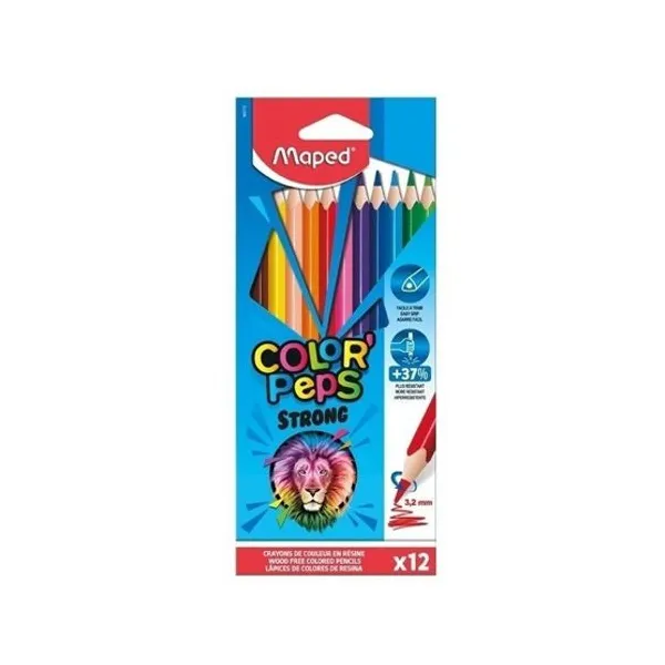 Lápices de colores Maped strong/colorpeps largos x12 unid.