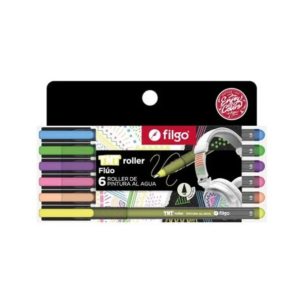 Marcador de pintura al agua tnt roller fluo 1.0 mm caja x6 unidades Filgo - tntrlr