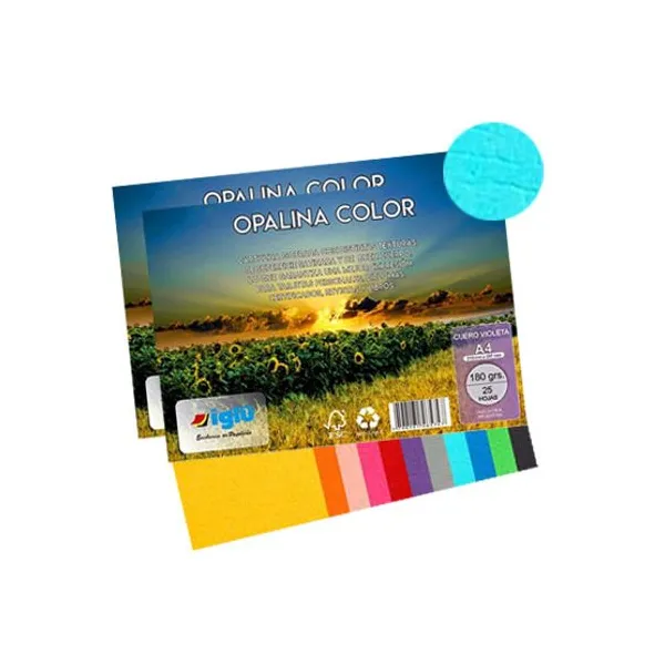 Papel iglu opalina cuero celeste tamaño a4 180 g x25 hs