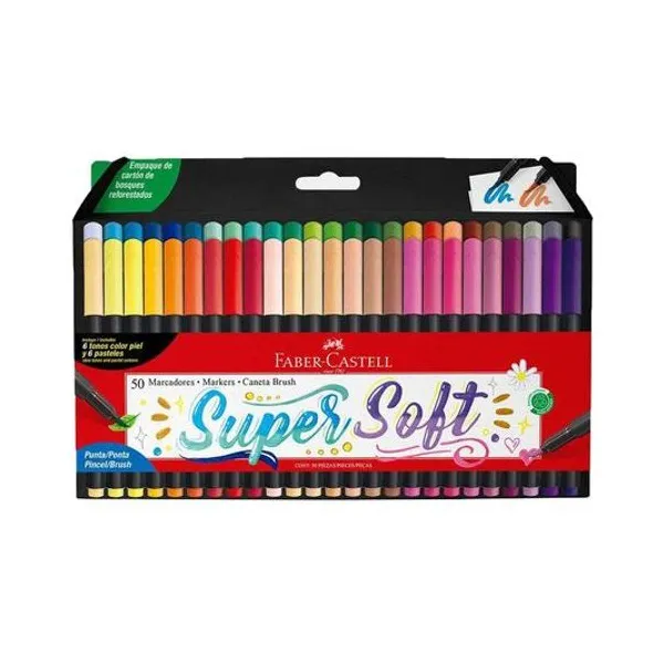 Marcador punta pincel supersoft caja x50 unidades faber