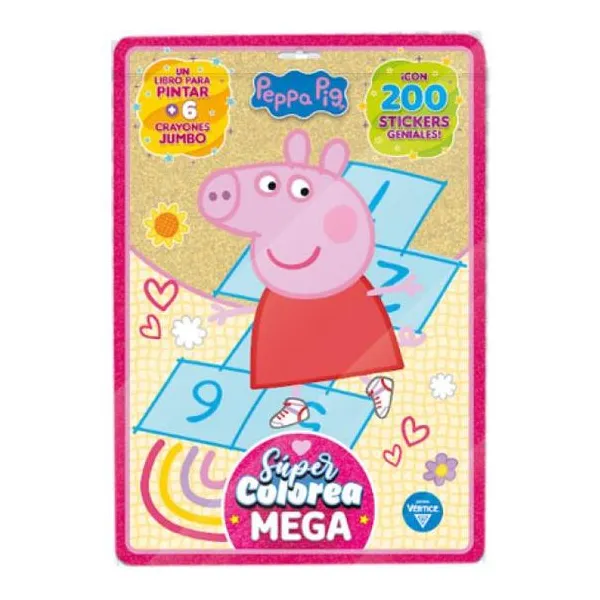 Flow pack mega super colorea n.° 1 Peppa Pig libro+crayones+200 stickers