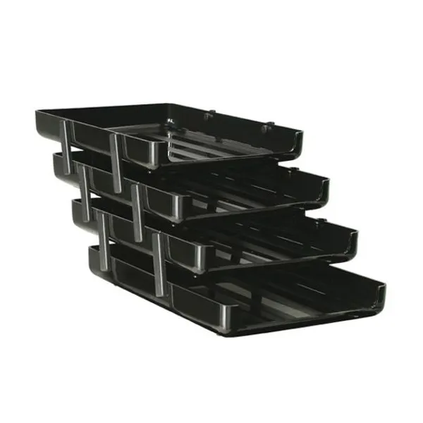 Bandeja papelera Pizzini oficio con bisagra 4 pisos negra