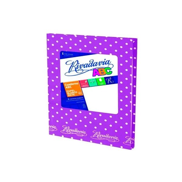 Cuaderno tapa dura Rivadavia abc forr.lunar 50 hs.ray.lila