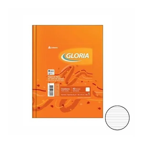 Cuaderno 16x21 rayado t/d tradicional 42h Gloria