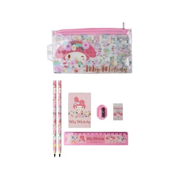 Set escolar sanrio my melody 7 piezas con cartuchera 20x11 cm Cresko