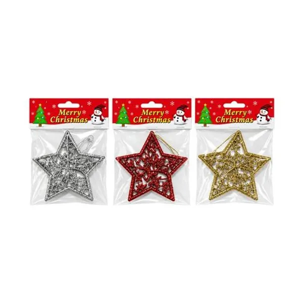 Adorno estrella plana 11x11 cm x2 en bolsa colores surtidos