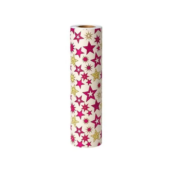 Bobina papel fantasia 35cmx200 mts estrellas navideñas