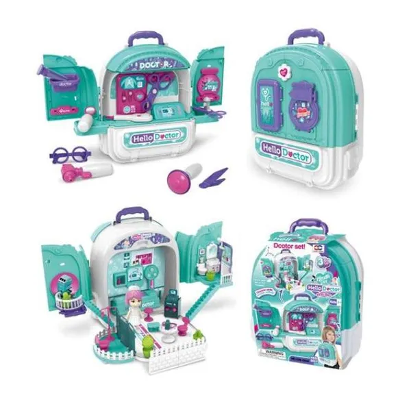 Valija 3 en 1. es mochila, sala médica y set de equipo médico de juguete