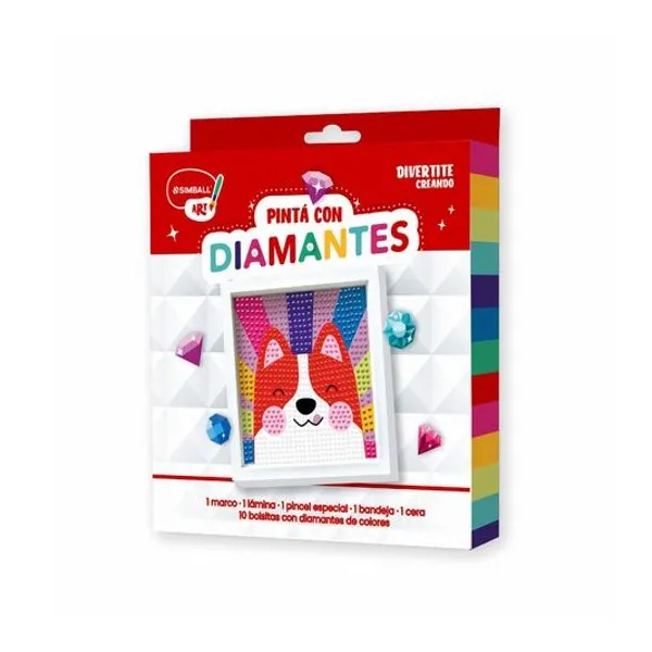 Set pintura diamante perro 15 piezas en caja 17.5x17.5 cm Simball